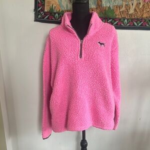 Pink Sherpa Quarter-Zip Sweater